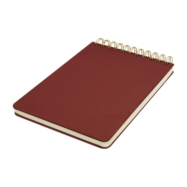 Libreta Latka personalizada para empresas con logo, cubierta de tela tipo lino y espiral. Ideal para branding corporativo en Querétaro.