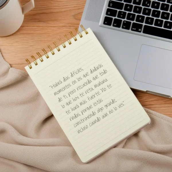 Libreta Latka personalizada para empresas con logo, cubierta de tela tipo lino y espiral. Ideal para branding corporativo en Querétaro.