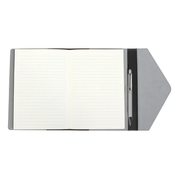 Libreta Pervolia personalizada en curpiel con logo grabado para empresas, vista frontal.