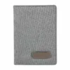 PORTA PASAPORTE LIVIGNO de poliéster personalizado con logo grabado láser en placa metálica para viajeros corporativos.