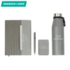 Set Belitsa con termo de acero inoxidable, libreta, bolígrafo y tarjetero de curpiel en caja de regalo corporativo.