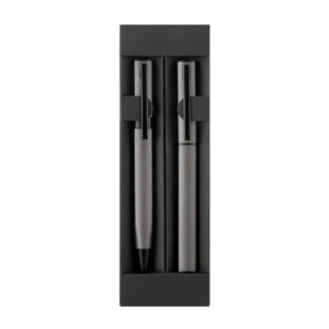 Set Fayun de bolígrafo y roller pen de aluminio en estuche para regalos corporativos personalizados en México.