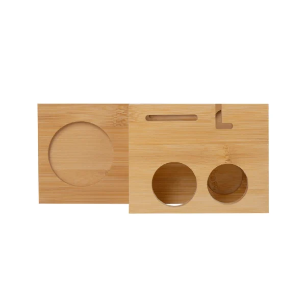 Set Shaker Korai de mixología en acero inoxidable y madera con logo empresarial grabado a láser para regalos corporativos.