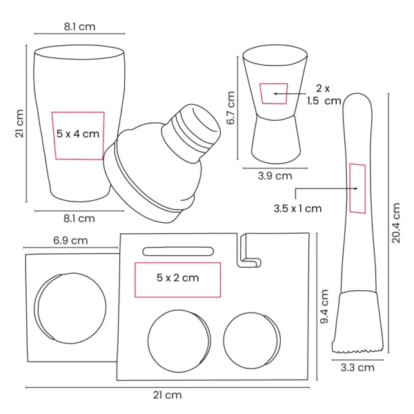 Set Shaker Korai de mixología en acero inoxidable y madera con logo empresarial grabado a láser para regalos corporativos.