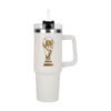 TERMO COPA MUNDIAL FIFA 2026 de acero inoxidable con tapa de plástico y popote, presentado en caja.