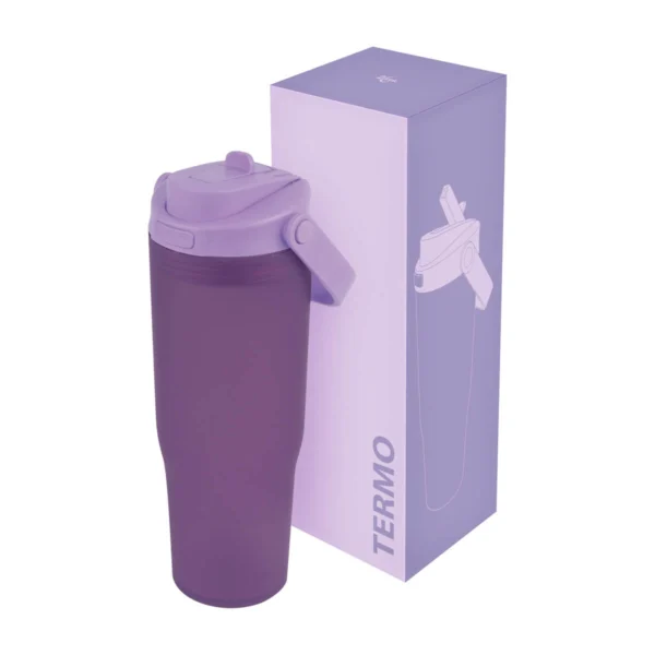 Termo FRAO personalizado con logo empresarial en plástico con doble boquilla y asa, ideal para empresas Dot Factory