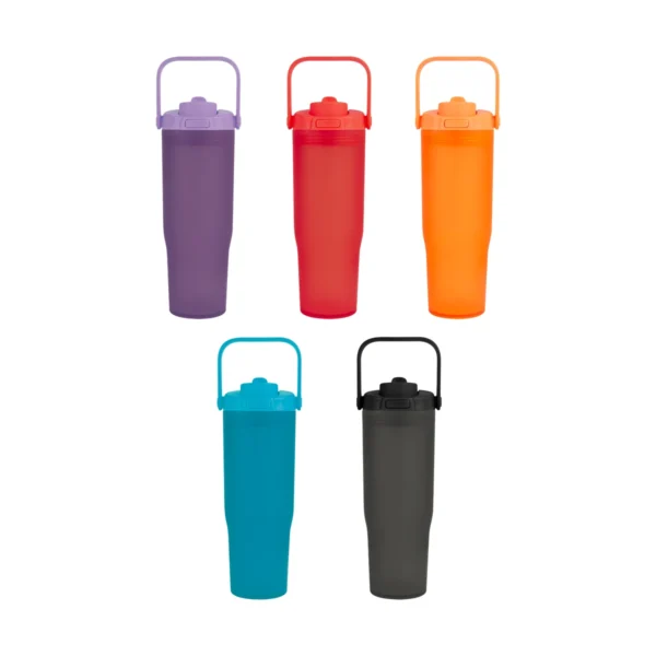 Termo FRAO personalizado con logo empresarial en plástico con doble boquilla y asa, ideal para empresas Dot Factory