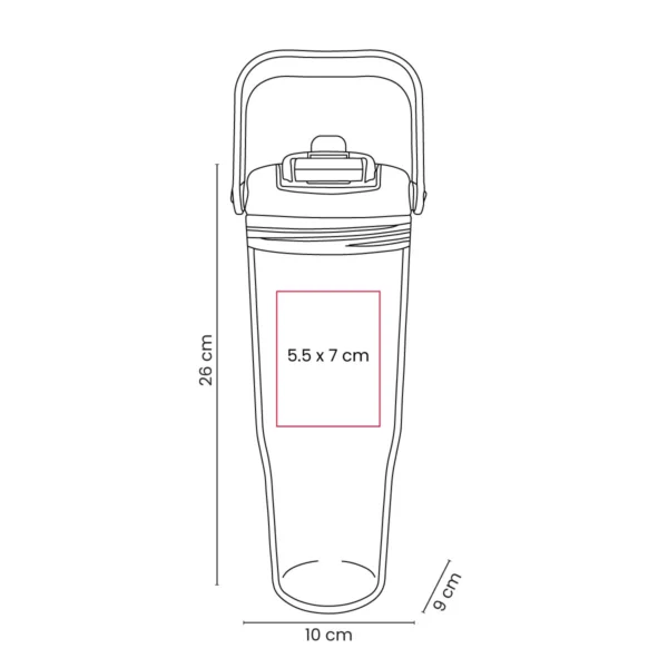 Termo FRAO personalizado con logo empresarial en plástico con doble boquilla y asa, ideal para empresas Dot Factory