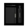 Set ejecutivo DARK BOX con bolígrafo, libreta y botella térmica en acabado negro mate dentro de caja de regalo corporativa