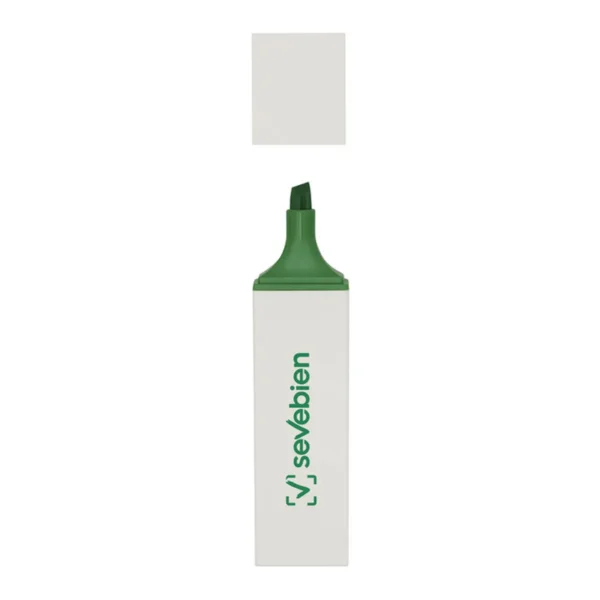 Resaltador FLOPI con cuerpo blanco rectangular y puntera de color, vista frontal sobre fondo blanco