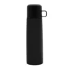 Termo POTTER de acero inoxidable con acabado mate negro y tapa plástica, vista lateral