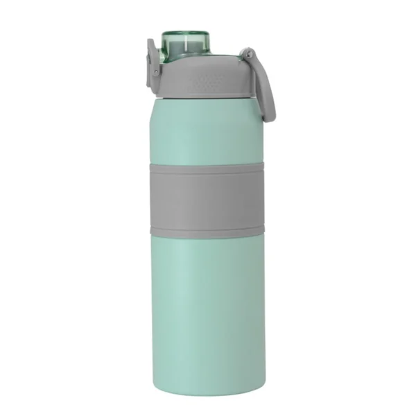 Botella térmica PUSH de acero inoxidable con grip de silicona, boquilla con sorbete y caja de regalo kraft