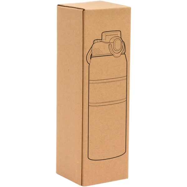 Botella térmica PUSH de acero inoxidable con grip de silicona, boquilla con sorbete y caja de regalo kraft