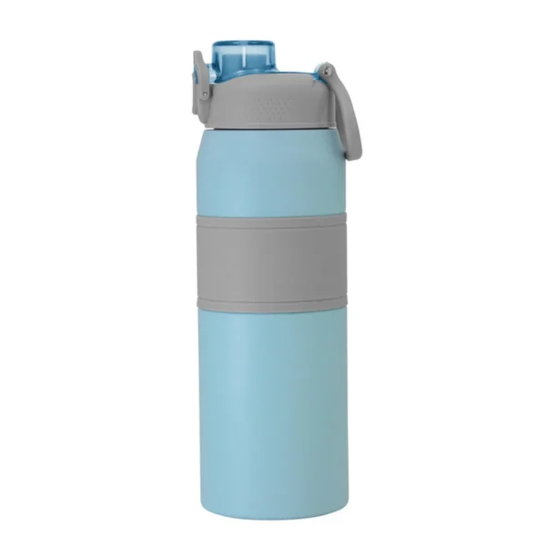 Botella térmica PUSH de acero inoxidable con grip de silicona, boquilla con sorbete y caja de regalo kraft