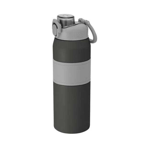 Botella térmica PUSH de acero inoxidable con grip de silicona, boquilla con sorbete y caja de regalo kraft