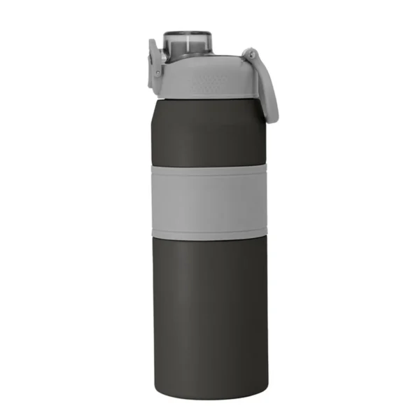 Botella térmica PUSH de acero inoxidable con grip de silicona, boquilla con sorbete y caja de regalo kraft
