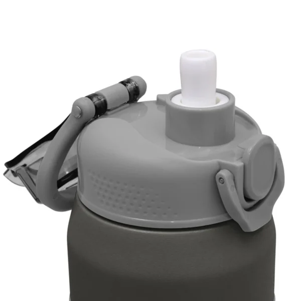 Botella térmica PUSH de acero inoxidable con grip de silicona, boquilla con sorbete y caja de regalo kraft
