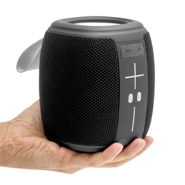 Bocina bluetooth DANCE con cuerpo de plástico y tela, correa de poliuretano, ideal para uso diario