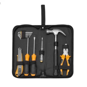 Set de herramientas HÉRCULES con 11 piezas en estuche de poliéster negro con cierre y caja kraft