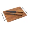 Set de Asado / BBQ BRANGUS. Set de asado con tabla de madera de acacia, cuchillo y tenedor de acero inoxidable en caja kraft