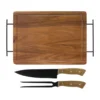 Set de Asado / BBQ BRANGUS. Set de asado con tabla de madera de acacia, cuchillo y tenedor de acero inoxidable en caja kraft