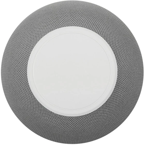 Bocina portátil con conexión bluetooth en color negro y gris sobre superficie