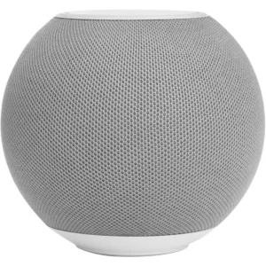 Bocina portátil con conexión bluetooth en color negro y gris sobre superficie