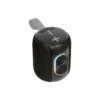Bocina Opole bluetooth portátil con recubrimiento de tela gris, luz RGB y asa superior