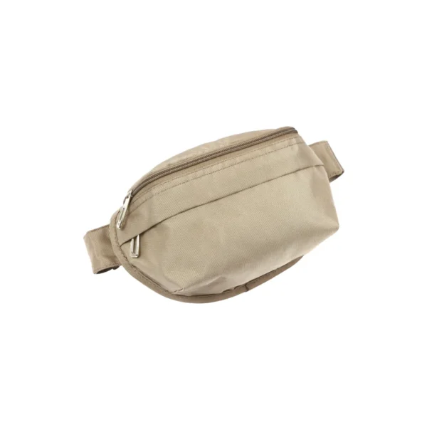Bolsa deportiva Sevan. de poliéster color oscuro con correa ajustable y cierres frontales, sobre fondo blanco