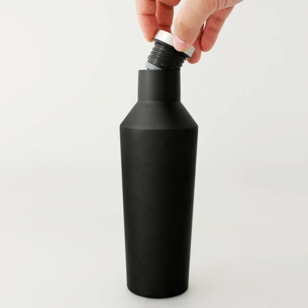 Cava botella de acero inoxidable 500 ml con textura tipo roca y tapa de rosca hermética para regalo corporativo
