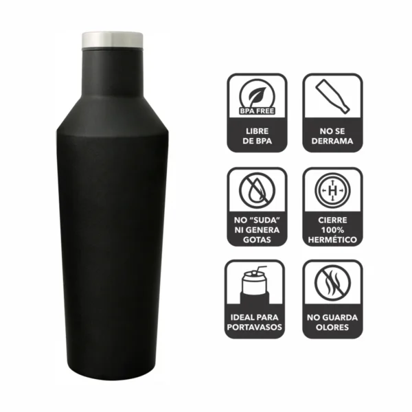 Cava botella de acero inoxidable 500 ml con textura tipo roca y tapa de rosca hermética para regalo corporativo