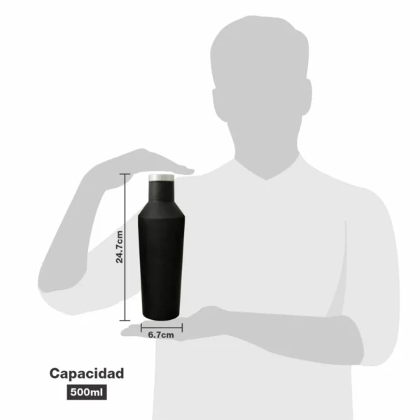 Cava botella de acero inoxidable 500 ml con textura tipo roca y tapa de rosca hermética para regalo corporativo