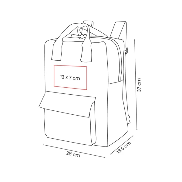 Mochila Kiran de algodón reciclado con compartimento principal, bolsillo frontal con velcro y asas ajustables para hombro