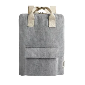 Mochila Kiran de algodón reciclado con compartimento principal, bolsillo frontal con velcro y asas ajustables para hombro