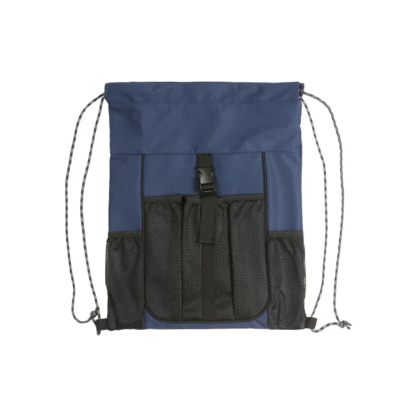 Mochila Loshside de poliéster con compartimento frontal de malla para balón, color azul y negro