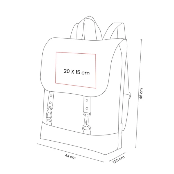 Mochila Natty de algodón reciclado con compartimento principal, broches metálicos y asas ajustables para hombro