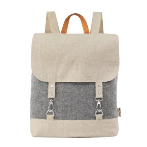 Mochila Natty de algodón reciclado con compartimento principal, broches metálicos y asas ajustables para hombro