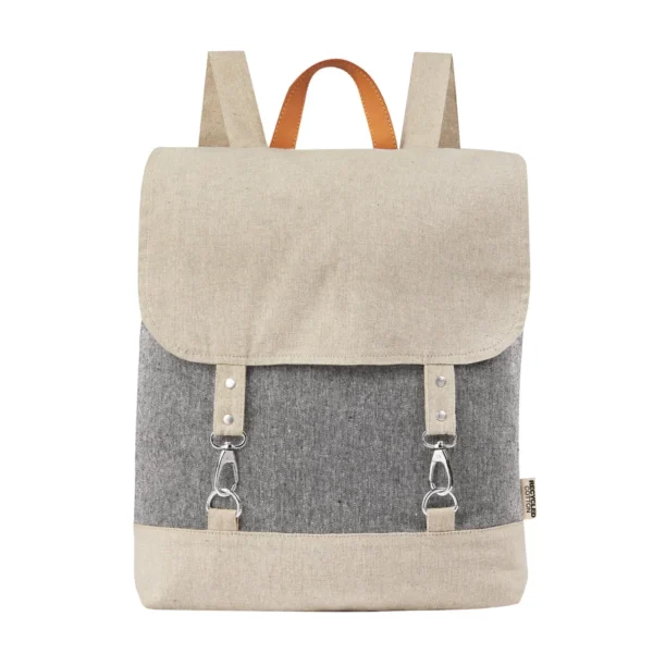 Mochila Natty de algodón reciclado con compartimento principal, broches metálicos y asas ajustables para hombro