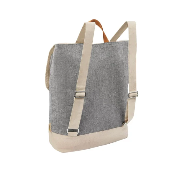 Mochila Natty de algodón reciclado con compartimento principal, broches metálicos y asas ajustables para hombro