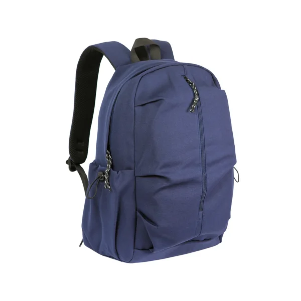 Mochila Pragel de poliéster con compartimento principal y bolsas laterales, para personalización corporativa con logotipo
