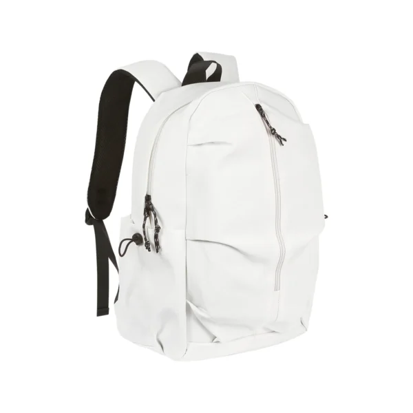 Mochila Pragel de poliéster con compartimento principal y bolsas laterales, para personalización corporativa con logotipo