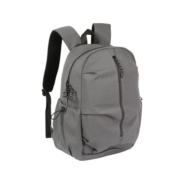 Mochila Pragel de poliéster con compartimento principal y bolsas laterales, para personalización corporativa con logotipo