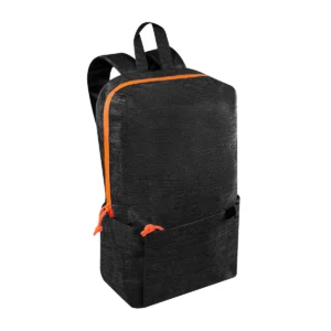 Mochila Tenzin Negro de poliéster compacta con bolsas laterales y compartimento para laptop de 14 pulgadas