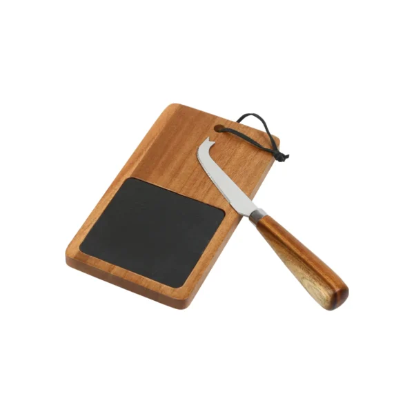 Set para queso Hun. de madera y acero inoxidable, ideal para regalo corporativo personalizado con logo de empresa en Querétaro.