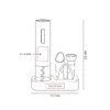 Set para Vinos DRUVA con sacacorchos eléctrico, cortador, vertedor, tapón y base organizadora sobre superficie oscura