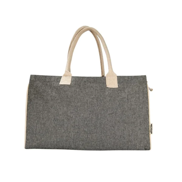 BOLSA WATTE de algodón reciclado con jaretas laterales ajustables y base estructurada, vista frontal