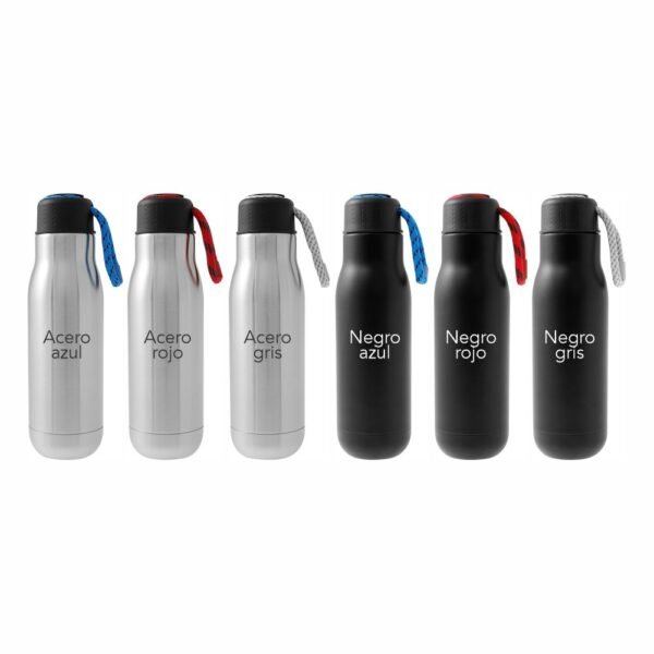 Anfora Soul termo negro de acero inoxidable con doble pared y cordón en tapa, capacidad 450 ml