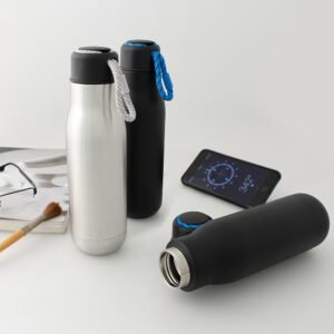Anfora Soul termo negro de acero inoxidable con doble pared y cordón en tapa, capacidad 450 ml