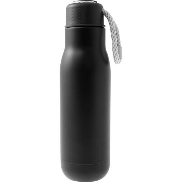 Anfora Soul termo negro de acero inoxidable con doble pared y cordón en tapa, capacidad 450 ml