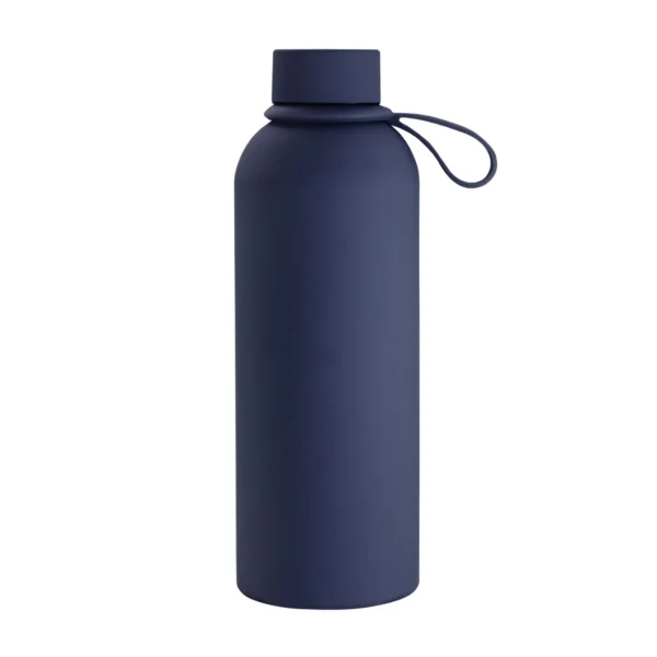 Botella térmica RUBBY de acero inoxidable doble pared 480 ml con asa de silicona y caja kraft